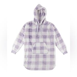 Carisma Women's Cozy Mauve & White Plush Blanket Hoodie Lounger. Size M